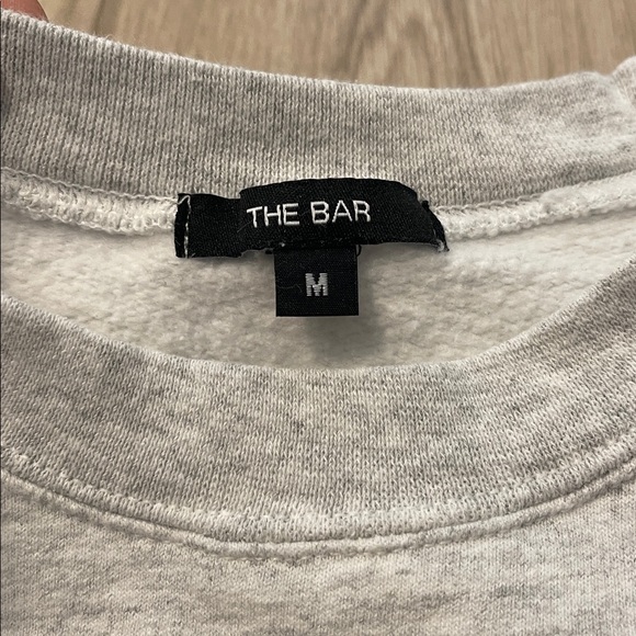 The Bar Varsity Oversized Boyfriend Sweatshirt light Heather Grey Tonal Sz M - Picture 8 of 12